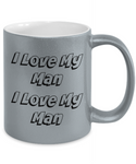 Grey Metallic coffee mug for:  Gift, Xmas, and/or B-dy