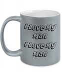 Grey Metallic coffee mug for:  Gift, Xmas, and/or B-dy