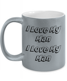 Grey Metallic coffee mug for:  Gift, Xmas, and/or B-dy