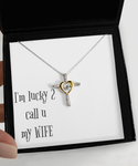 I'm very lucky 2 call u my wife necklace, Gift necklace